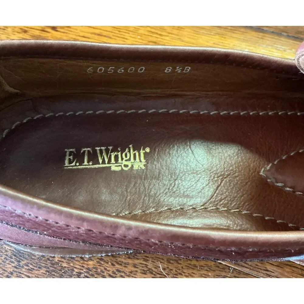 ET Wright brown leather tassel loafer dress shoe men’s size 8.5 Made In Italy